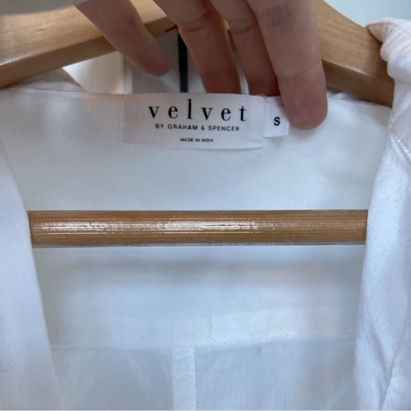 Velvet by Graham & Spencer - Minnie Button Down Shirt Top - White - Size Small - Picture 10 of 17